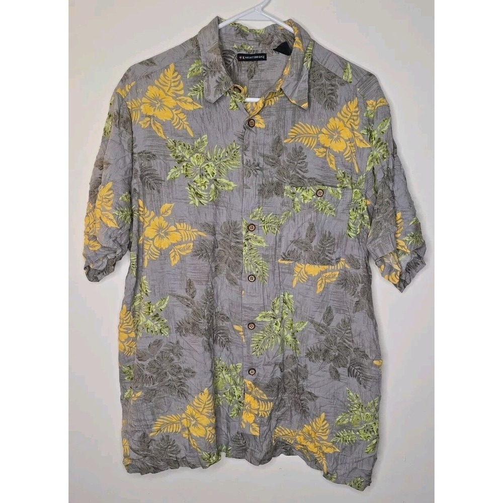 Knightsbridge Hawaiian Button Up Shirt Men's All Over‎ Print Size XL Multicolor